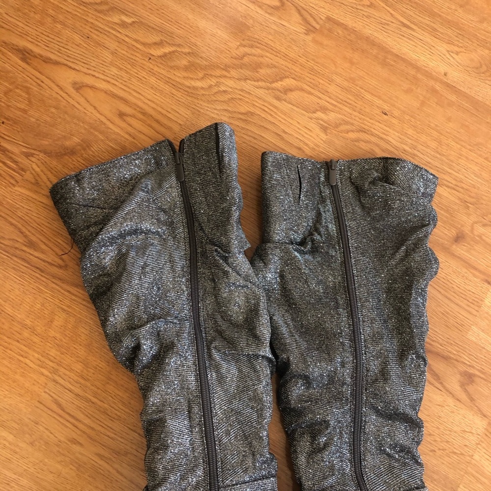 Torrid Slouchy Sparkly Silver Boots Wide 8 - Picture 7 of 11